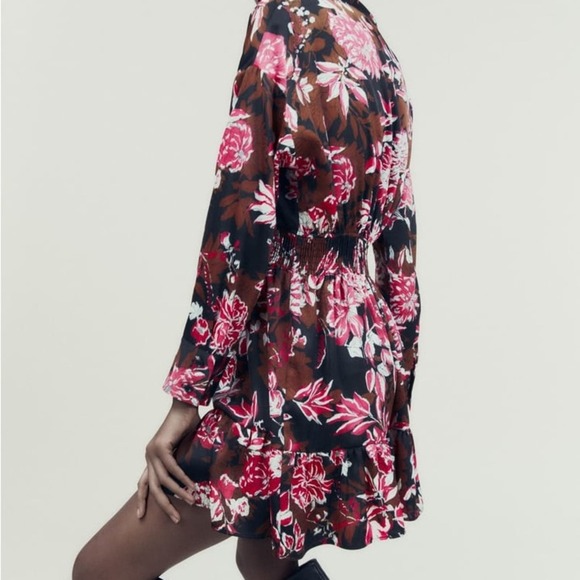 ZARA PRINTED MINI DRESS MULTICOLORED - Picture 8 of 12